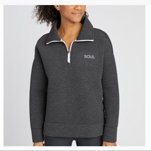 Soulcycle funnel neck snap pullover sweatshirt